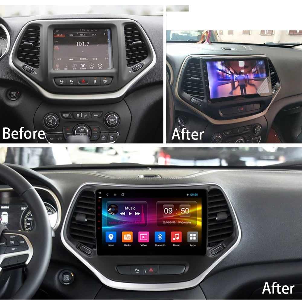 Android Autoradio für Jeep Cherokee 2007–2016 mit CarPlay und Android Auto, DSP, 10 Zoll Display, Android 13.0, 4GB RAM und 64GB ROM