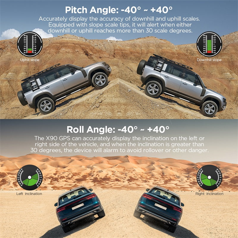 Autool x90 gps geschwindigkeit pmh kmh Neigung messer Neigung messer Auto kompass hud Pitch Neigung winkel Winkelmesser Uhr Breite Länge