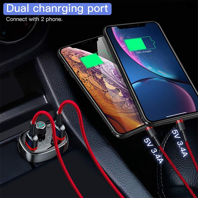 Baseus Auto Ladegerät FM Transmitter Aux Modulator Bluetooth Car Audio MP3 Player 3.4A Schnelle Dual USB Handy Ladegerät