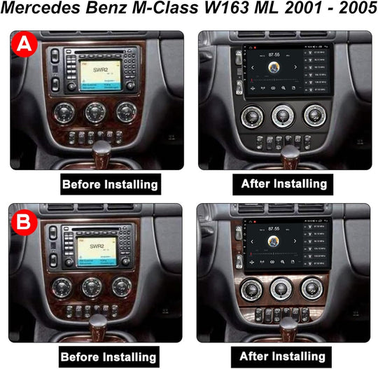 Android Autoradio für Mercedes Benz ML W163 2001-2005 mit Wireless CarPlay, Android Auto & DAB+