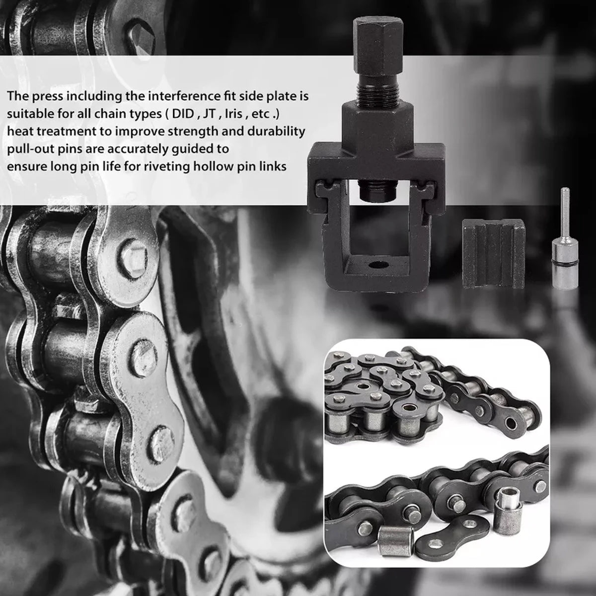 Motorrad Kettenbrecher und Nieten Werkzeug – Heavy Duty Kettennietgerät im DID-Stil