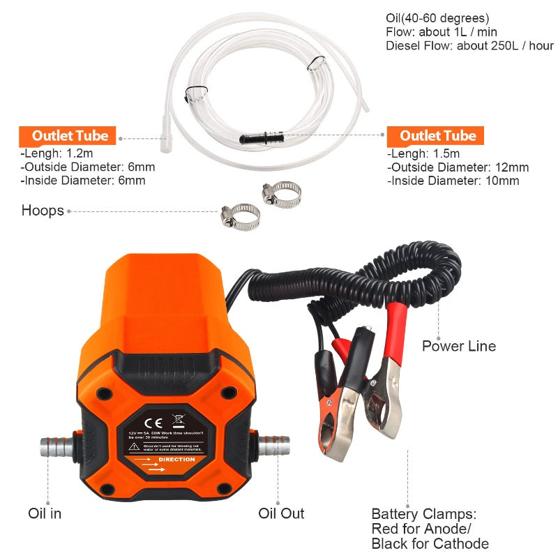 12v Elektroauto Öl saugpumpe 60w Kraftstoff zufuhr Motoröl Rohöl Flüssigkeit Saugpumpe für Auto Motorrad boot