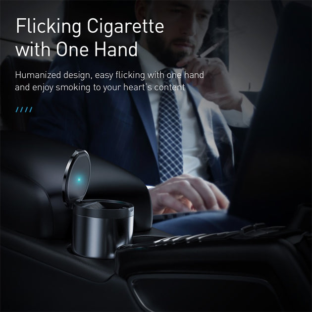 Baseus Tragbare Auto Aschenbecher LED Licht Zigarette Rauch Asche Halter Flammschutzmittel Hohe Qualität Asche tablett Auto Zubehör