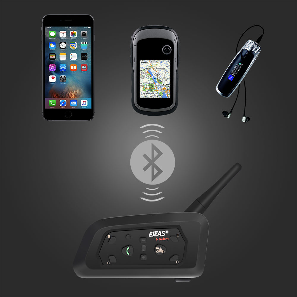 Motorrad Bluetooth Helm Headsets Intercom für 6 Fahrer BT Wireless Intercomunicador Interphone MP3 Bluetooth Headset