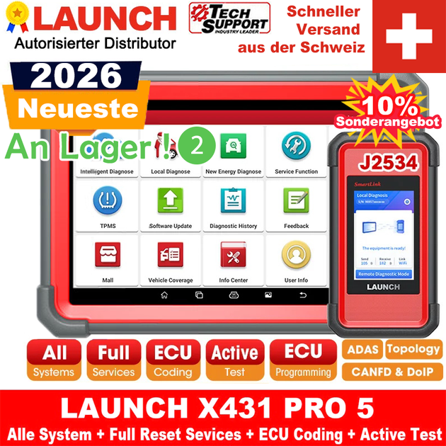 LAUNCH X431 PRO5 Diagnosegerät mit ECU Codierung & Vollsystemdiagnose