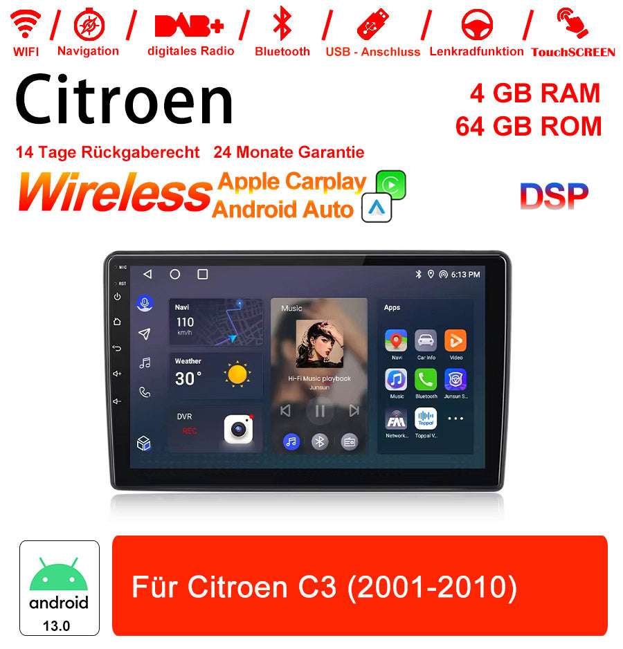 Android Autoradio für Citroen C3 (2001-2010) mit Wireless CarPlay & Android Auto