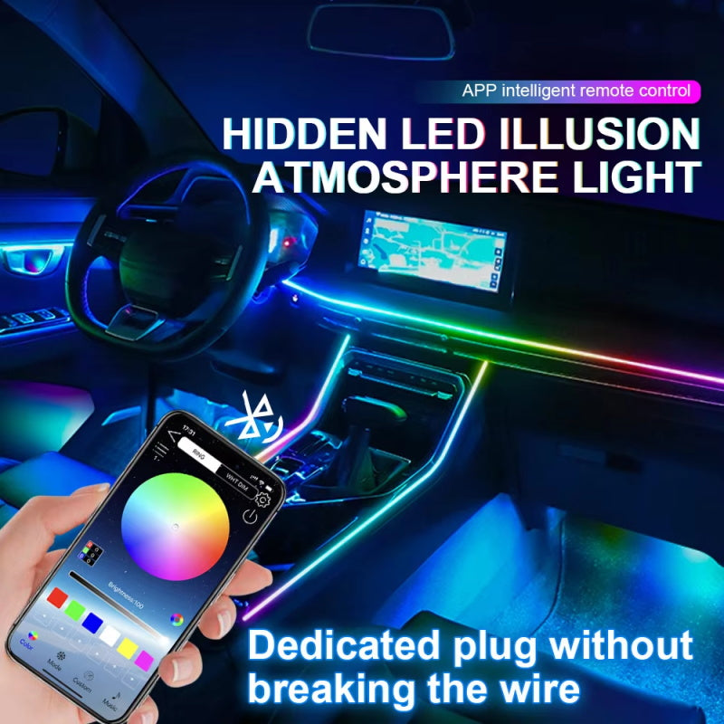 18 in 1 Led Auto Umgebungslichter 213 Farbe RGB Symphony Streamer Bluetooth Regenbogen Acryl Streifen Atmosphäre Lampe Kit 12V