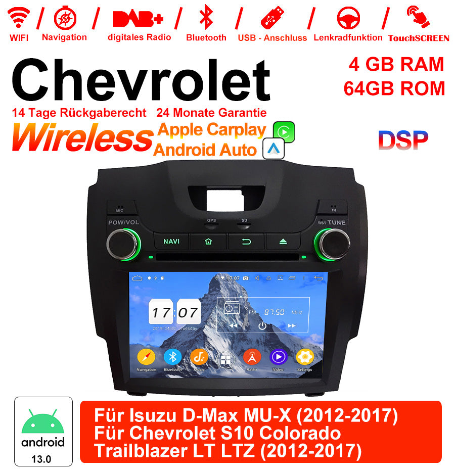 Android Autoradio für Isuzu D-Max MU-X und Chevrolet S10/Colorado/Trailblazer 2012-2017 mit Wireless CarPlay & Android Auto