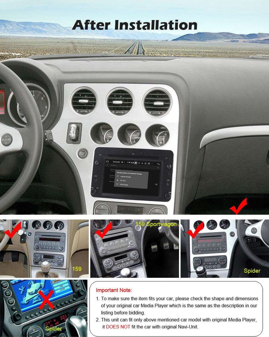 Android Autoradio für Alfa Romeo Spider, 159, Brera, 159 Sportwagon 2005-2010 mit Wireless CarPlay & Android Auto