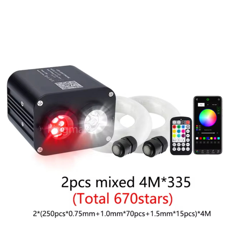 20W RGBW Doppelkopf Auto Sternenhimmel Musiksteuerung Autodach Stern Glasfaser Stern Deckenset Smart APP Funkelndes Glasfaserlicht
