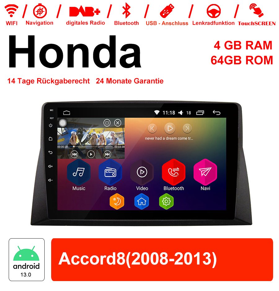 Android Autoradio für Honda Accord 8 (2008-2013) mit WiFi, GPS und Bluetooth