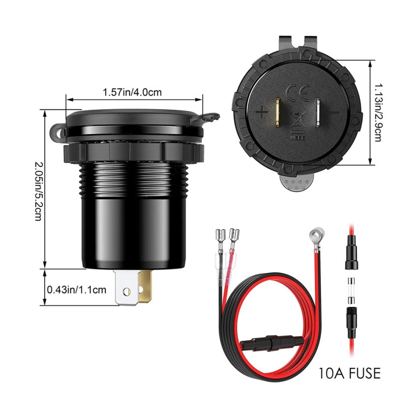 Quick Charge 36W Motorrad Dual USB Ladegerät