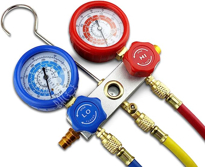 3CFM Vakuumpumpe Manifold Gauge Set für HVAC Kältemittelaufladung, Ideal für R407C R22 R134a R410A