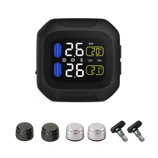 M3 Moto Wasserdichte Motorrad Echtzeit Tire Pressure Monitoring System TPMS Drahtlose LCD Display Externe Sensoren