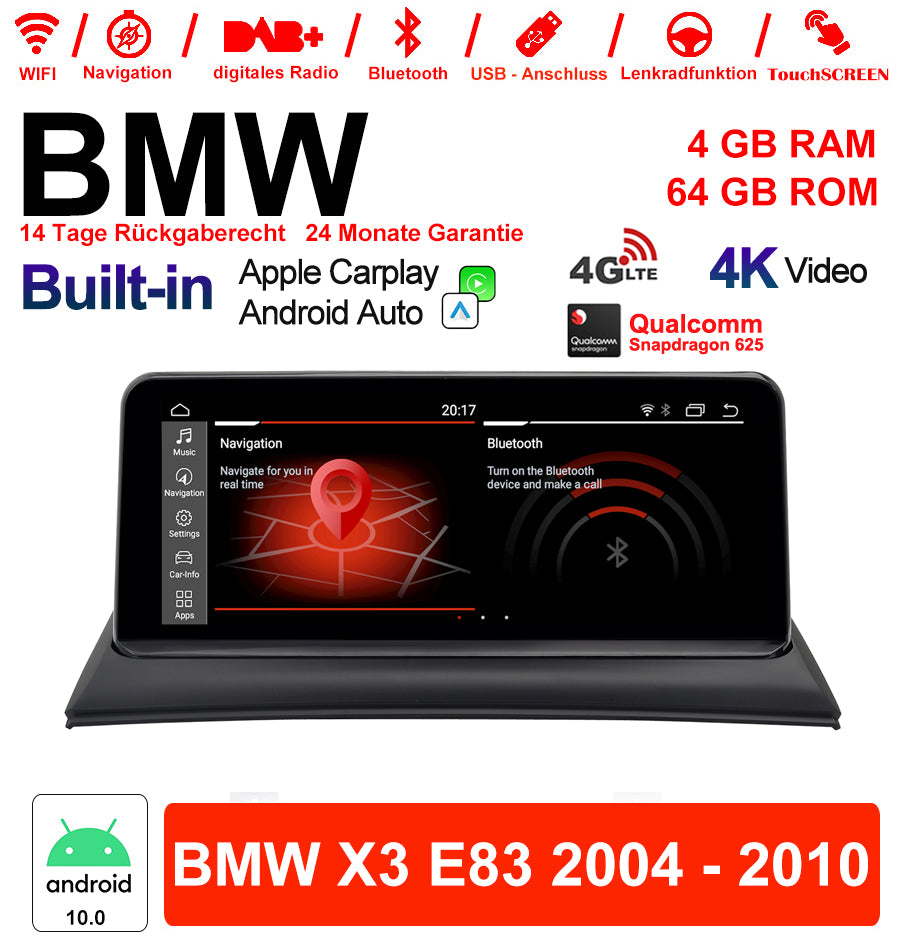 Android Autoradio für BMW X3 E83 2004-2010 mit Wireless CarPlay, Android Auto & DAB+