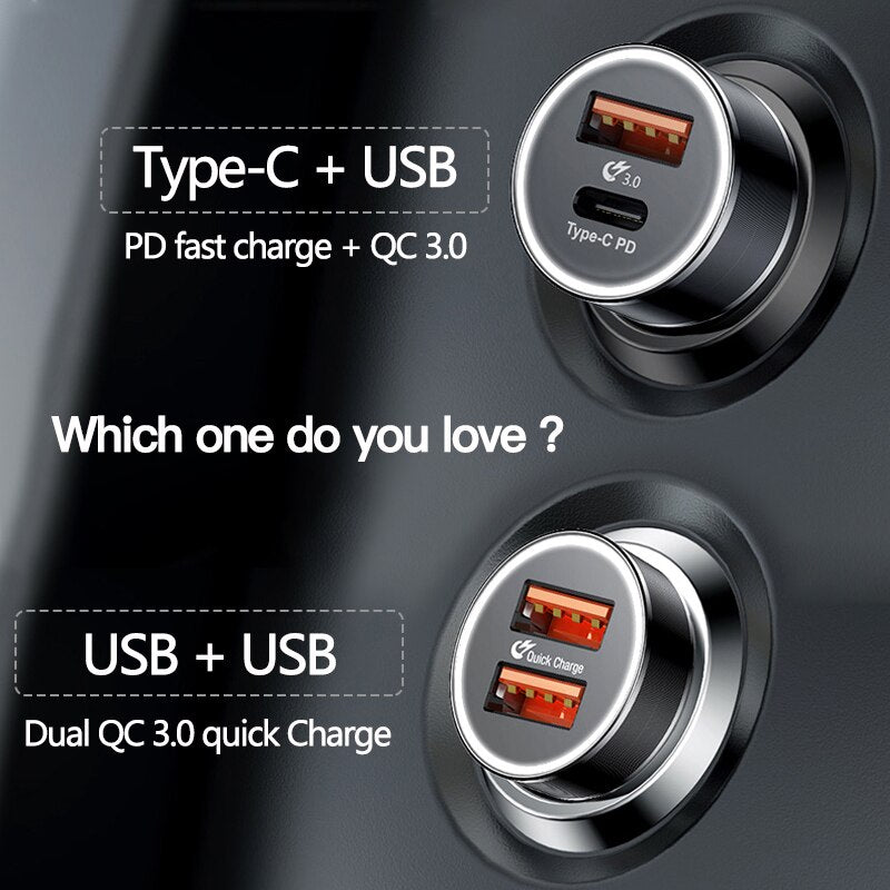 Baseus 36W Dual USB Quick Charge QC 3,0 Auto Ladegerät USB Typ-C PD Schnelle Ladegerät