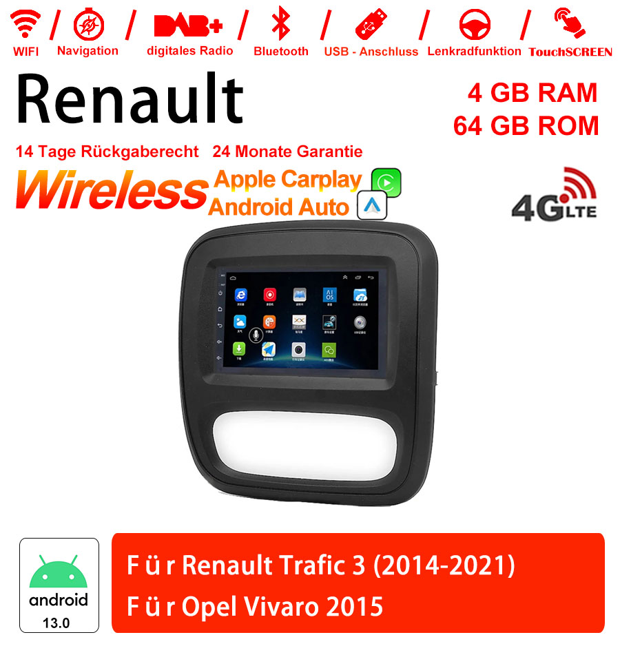 Android Autoradio für Renault Trafic 3 2014-2021 mit Wireless CarPlay & Android Auto