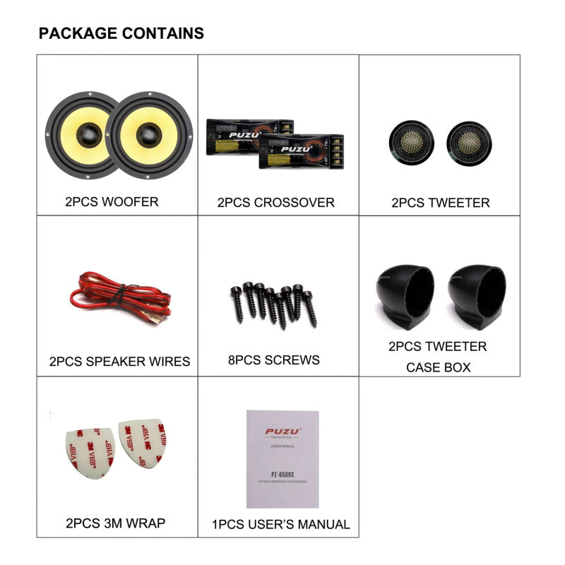 PUZU PZ-6509S Automobil Audio Passiv 2 Teiler Paket Lautsprechers ystem Mid Woofer High Pitch Teiler + Puzu PZ-C7 Auto DSP Amp