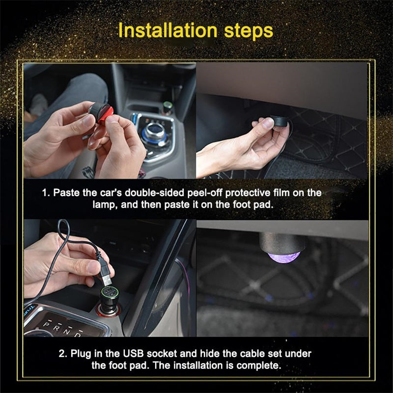 4 x RGB Auto Atmosphäre Lampe USB Umgebungslicht 12V