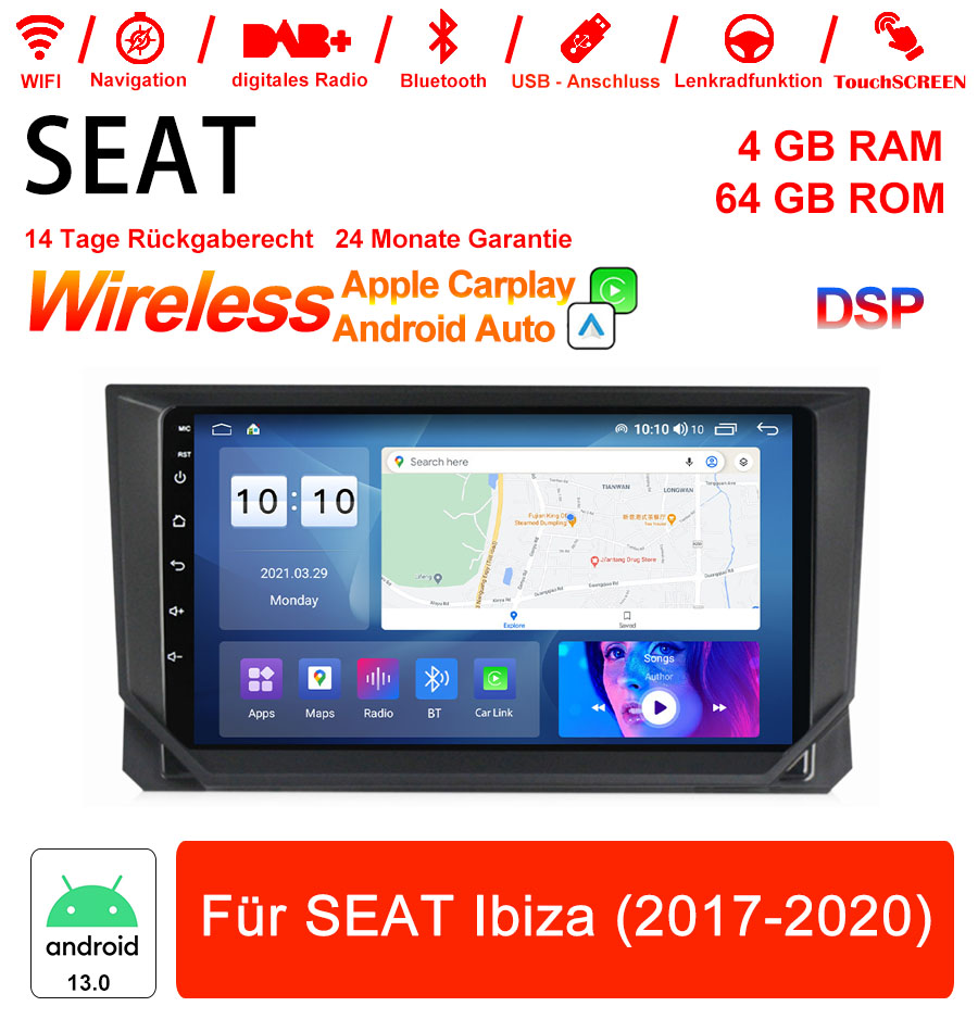 Android Autoradio für SEAT Ibiza (2017–2020) mit Wireless CarPlay & Android Auto