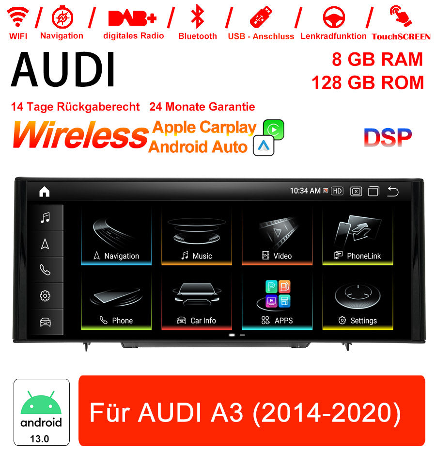 12.3 Zoll Android Autoradio für Audi A3 2014-2020 mit Wireless CarPlay & Android Auto