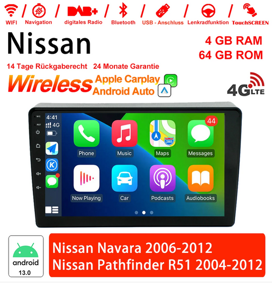 Android Autoradio für Nissan Navara 2006-2012 und Pathfinder R51 2004-2012 mit Wireless CarPlay & Android Auto