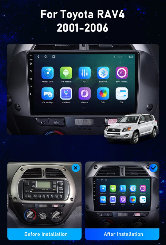 Android Autoradio für Toyota RAV4 (2001-2006) mit Wireless CarPlay & Android Auto