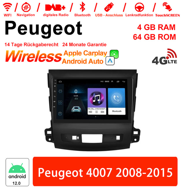 Android Autoradio für Peugeot 4007 2008-2015 mit Wireless CarPlay & Android Auto