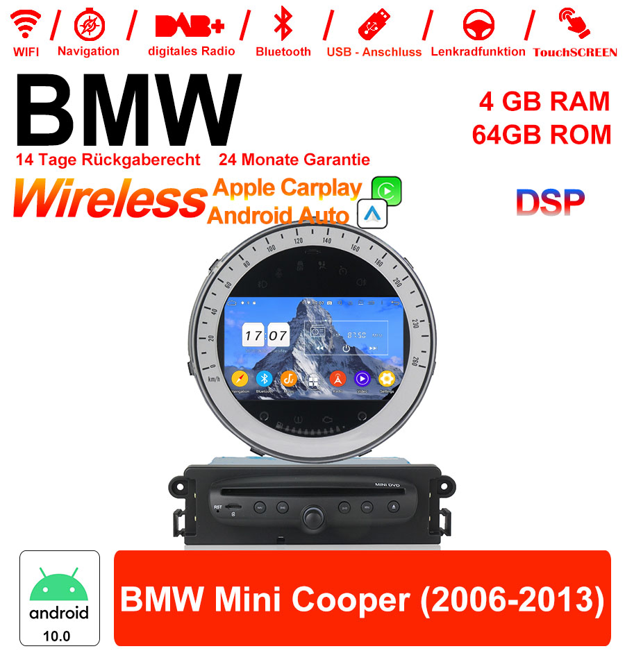 Android Autoradio für BMW MINI 2006-2013 mit Wireless CarPlay, Android Auto & DAB+