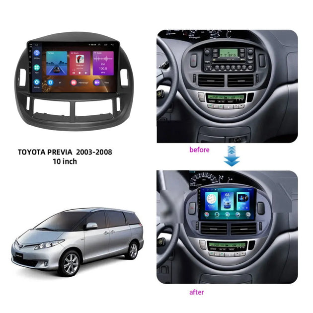 Android Autoradio für Toyota Previa (2003-2008) mit Wireless CarPlay & Android Auto