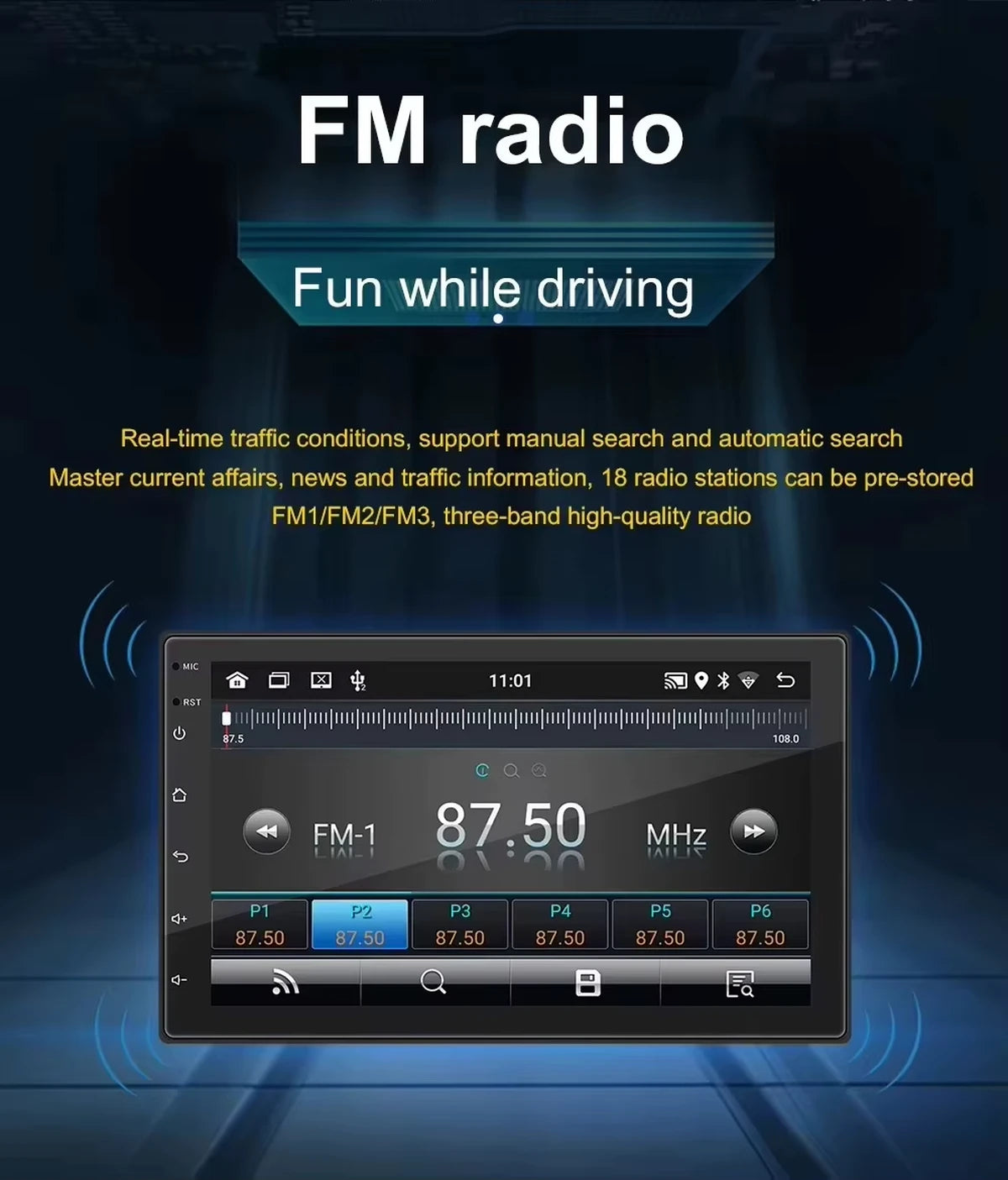 Android Autoradio für Universal 7 Zoll mit Wireless CarPlay & Android Auto