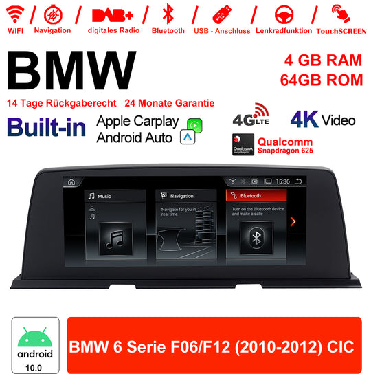 Android Autoradio für BMW 6er F06/F12 2010-2012 mit Wireless CarPlay, Android Auto & DAB+