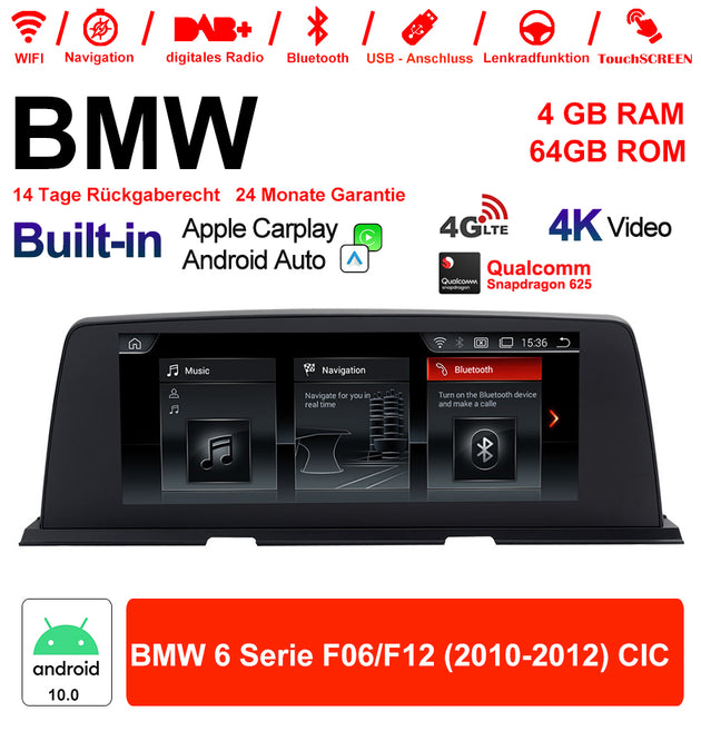 Android Autoradio für BMW 6er F06/F12 2010-2012 mit Wireless CarPlay, Android Auto & DAB+