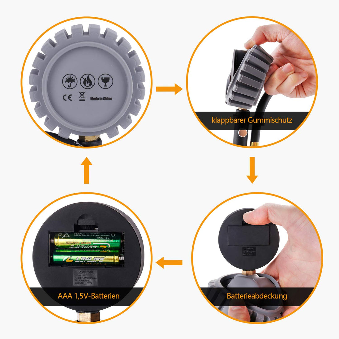 Digitaler Reifendruckmesser Reifenfüller 255 PSI Reifendruckmesser Digitaler Reifendruckprüfer für Auto...
