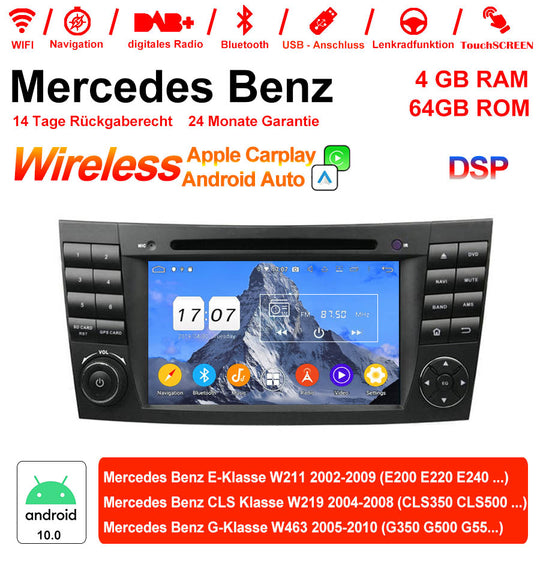 Android Autoradio für Mercedes Benz E-Klasse W211, CLS W219 und G-Klasse W463 2002-2010 mit Wireless CarPlay, Android Auto & DAB+