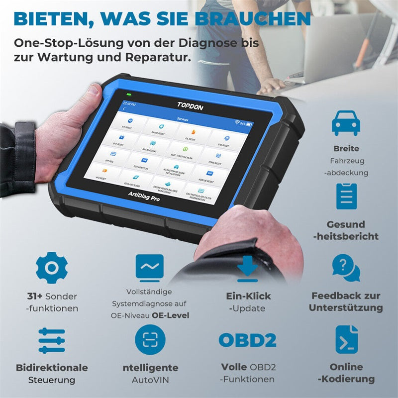 TOPDON ArtiDiag Pro OBD2 Diagnosegerät für Fahrzeugsysteme