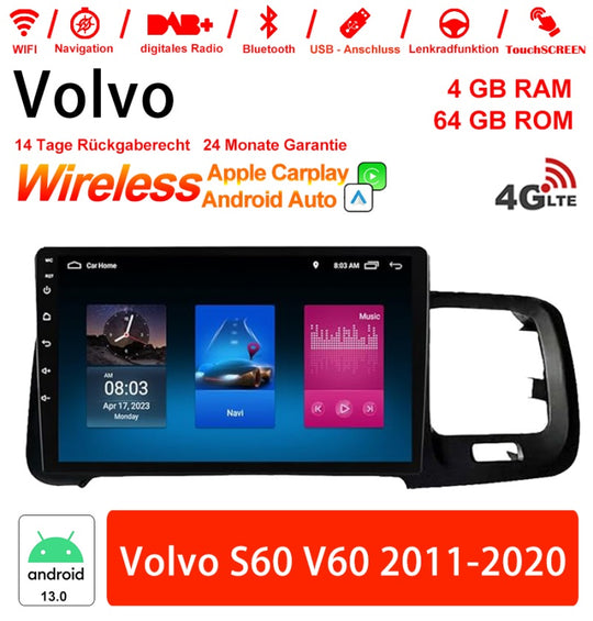 Android Autoradio für Volvo S60 V60 2011-2020 mit Wireless CarPlay & Android Auto