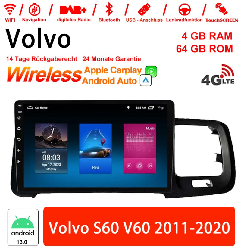 Android Autoradio für Volvo S60 V60 2011-2020 mit Wireless CarPlay & Android Auto