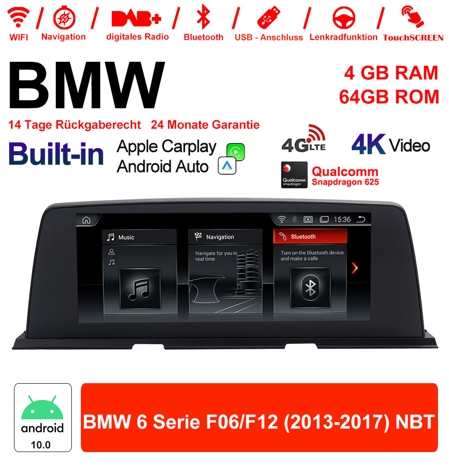 Android Autoradio für BMW 6er F06/F12 2013-2017 mit Wireless CarPlay, Android Auto & DAB+