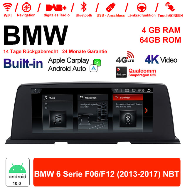 Android Autoradio für BMW 6er F06/F12 2013-2017 mit Wireless CarPlay, Android Auto & DAB+