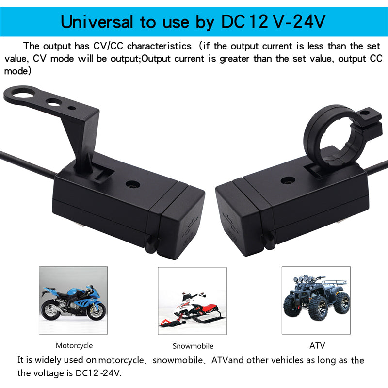 Motorrad QC3.0 USB Ladegerät Wasserdicht Dual USB Moto Schnellladung 12-24V Für Motocicleta 22mm Lenker