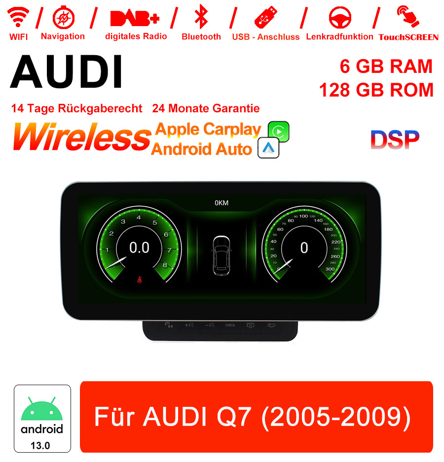 10.25 Zoll Android 13.0 Autoradio für Audi Q7 2005-2009 mit Wireless CarPlay & Android Auto