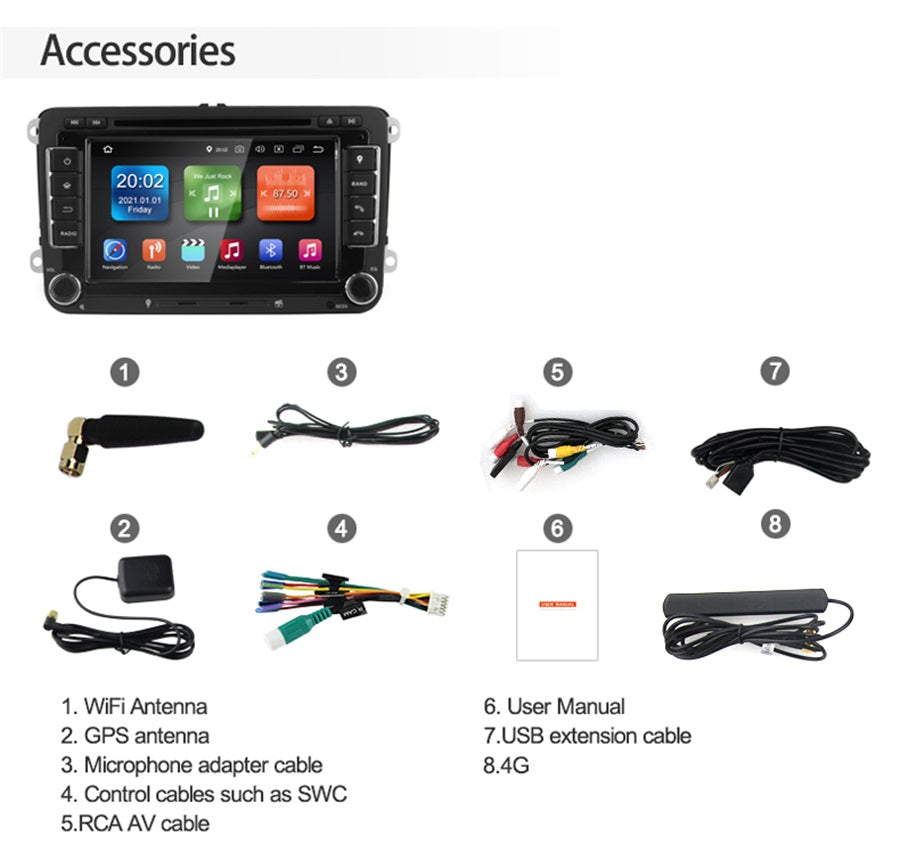 Android Autoradio für VW Golf, Jetta, Polo, Touran, Passat, Tiguan, Skoda Octavia, Fabia, SEAT Altea, Leon, Toledo (2003–2013) mit Wireless CarPlay & Android Auto