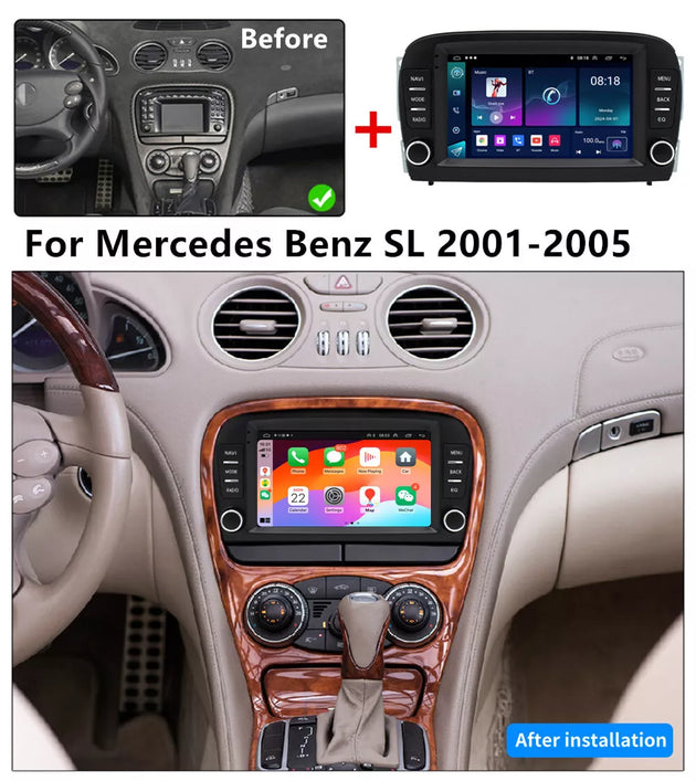 Android Autoradio für Mercedes Benz SL R230 2001-2005 mit Wireless CarPlay, Android Auto & DAB+