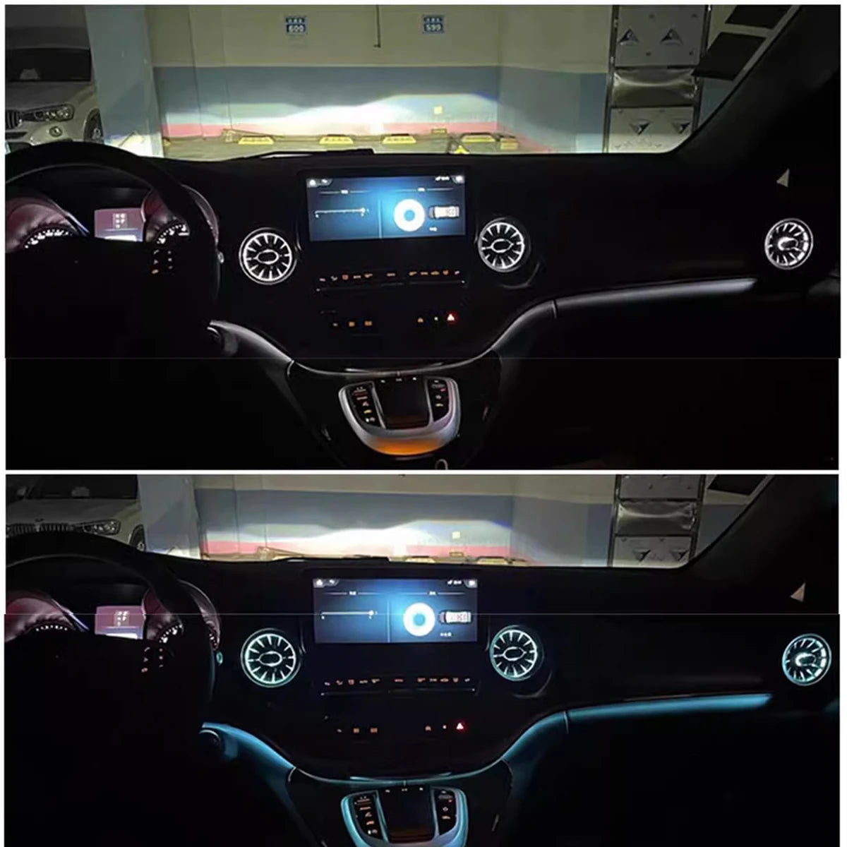 Auto LED Front Dashboard Klimaanlage Vent Outlet Turbo Innen Für Mercedes Benz V Klasse EQV Vito Viano Valente Metris W447
