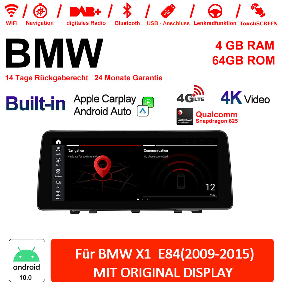 Android Autoradio für BMW X1 E84 2009-2015 mit Wireless CarPlay, Android Auto & DAB+