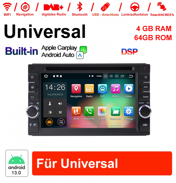 Android Autoradio für Universal mit Wireless CarPlay & Android Auto