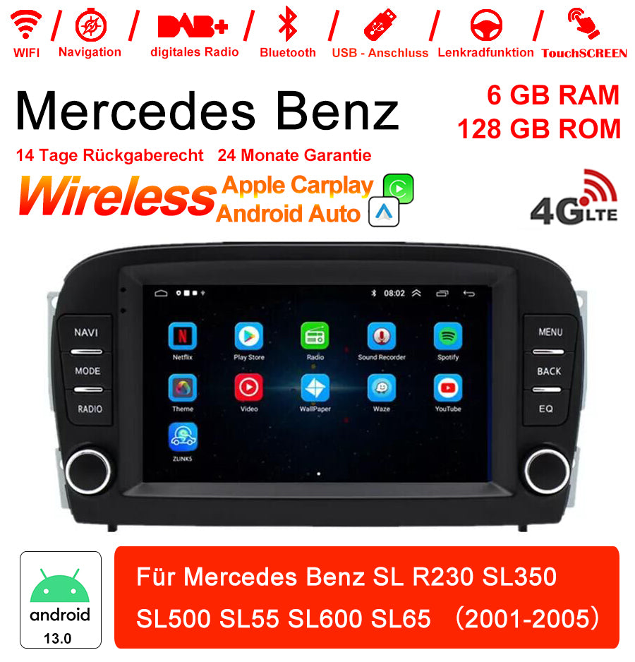 Android Autoradio für Mercedes Benz SL R230 2001-2005 mit Wireless CarPlay, Android Auto & DAB+
