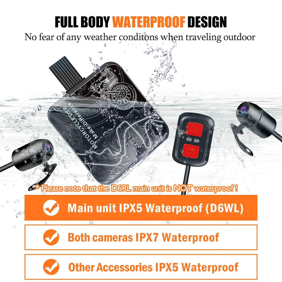SYS VSYS Dual Motorrad DVR 1080P Action Kamera Recorder Vorne und Rückspiegel Wasserdichte