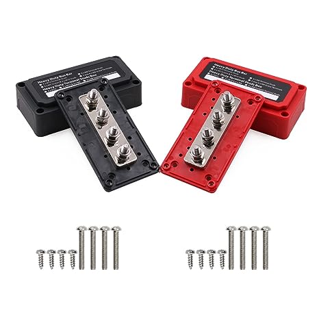 300A Bus Bar Box - Hochleistungs Modul Design Verteilerblock mit 4 x M8 Anschlussbolzen 300 Amp Sammelschienen